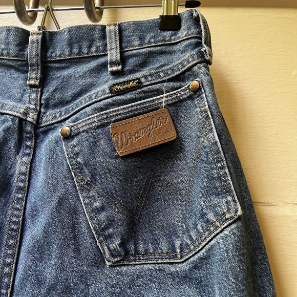 Vtg Wrangler Jeans Sz 12 X 34 wide leg mid rise farm rustic cotton frayed hemmed - Picture 5 of 13